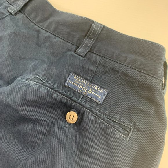 Polo Ralph Lauren Mens Tyler Shorts Size 38 Navy Blue Pleated Front Cotton - Picture 3 of 7